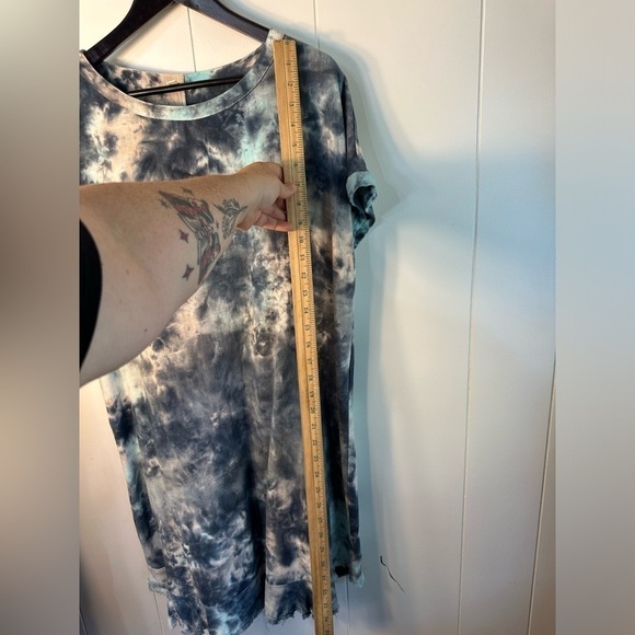 Umgee Women’s Small Blue Tie-dye Linen Blend Midi Dress - Picture 7 of 9